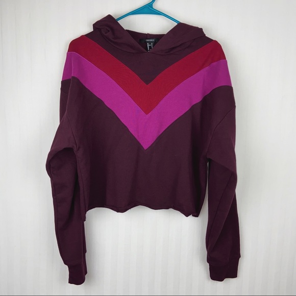Retro Casual Crop Hoodie Chevron Medium - Picture 2 of 6